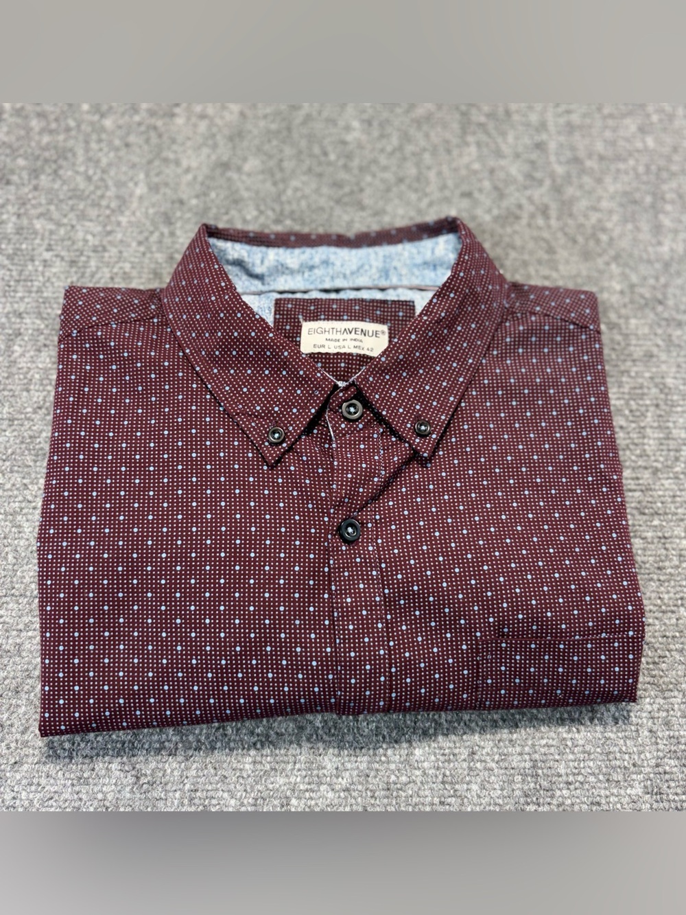 Eighth Avenue Burgundy Men's Sz L Button-Down Long Sleeves Micro Dot
Shirt